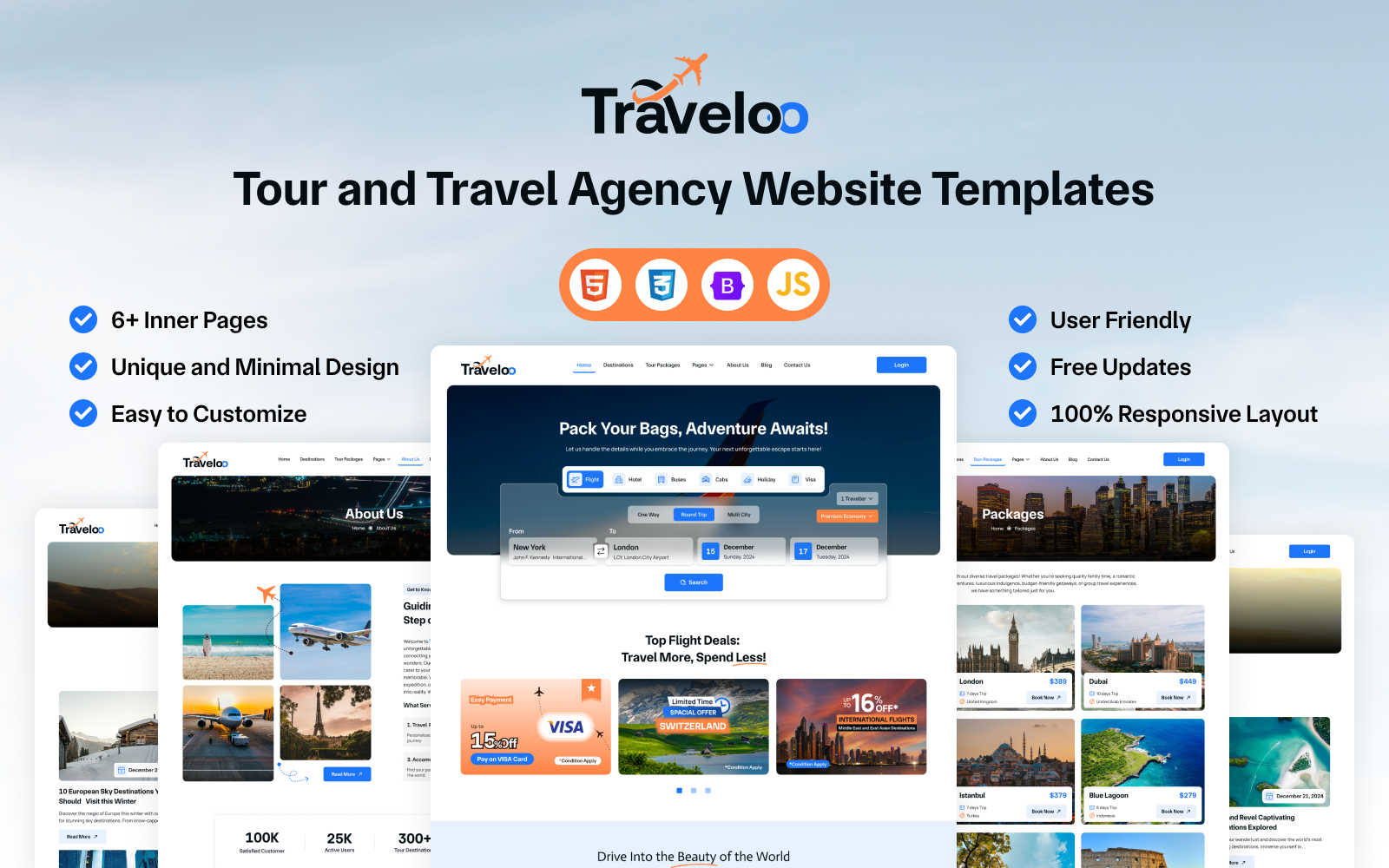 Traveloo – Modern Travel and Tour Booking HTML Template