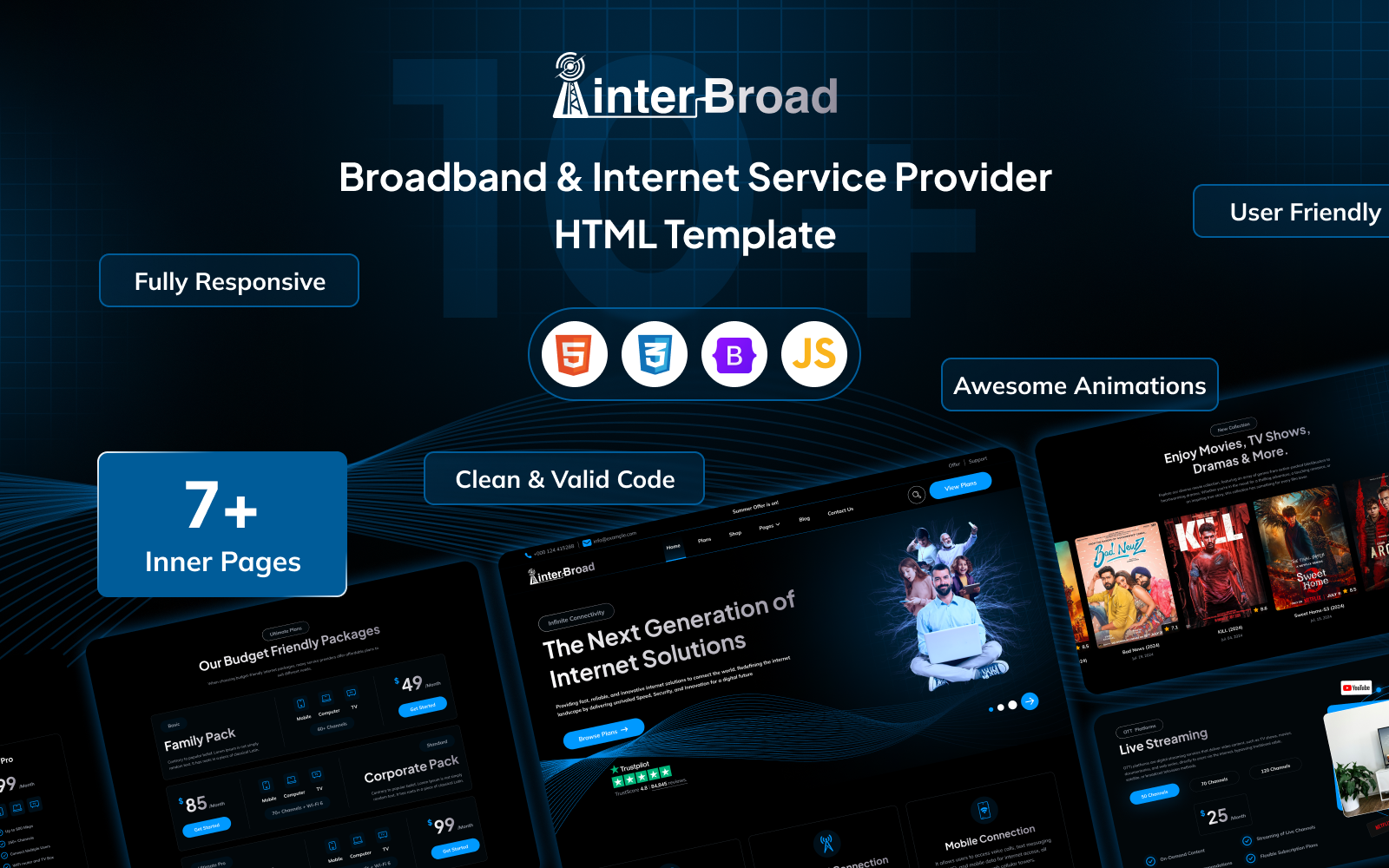 InterBroad - ISP, Broadband Service and Hosting Provider Website HTML Template
