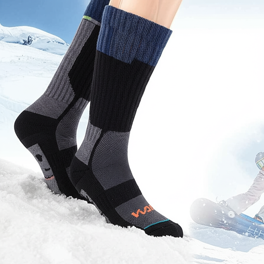 best socks for snowboarding - Image of various types of snowboarding socks highl