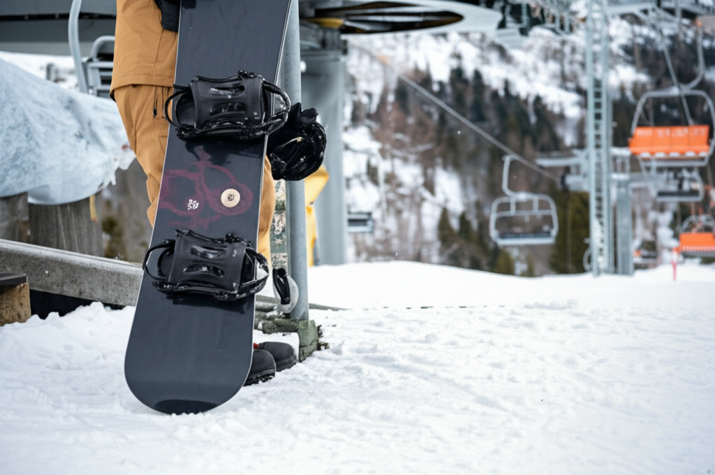 best snowboard wax kit - Image showing a snowboard leaning against a ski li