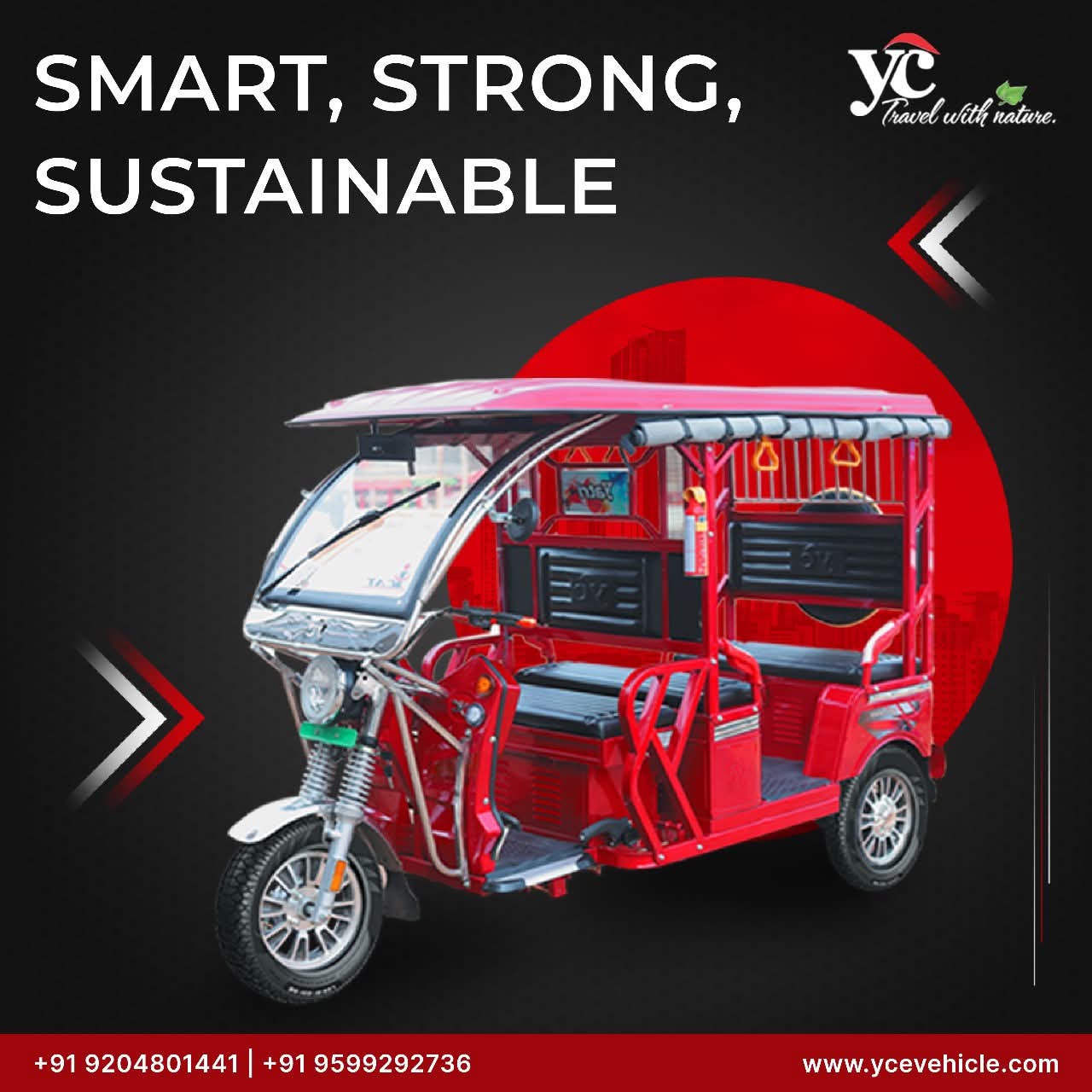 YC Electric Vehicle  Battery E Rickshaw Supplier