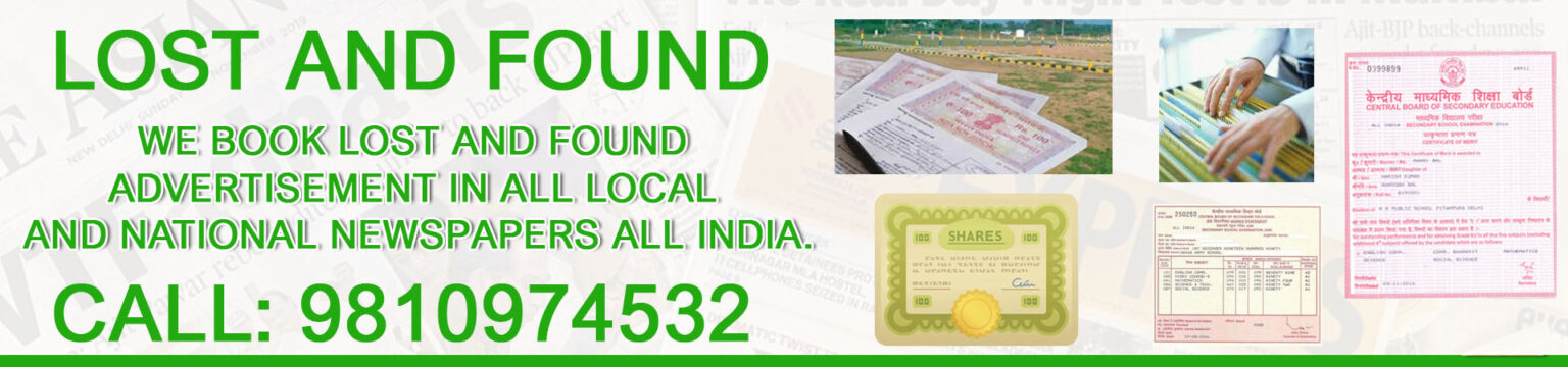 Book Lost and Found Ad in Newspaper