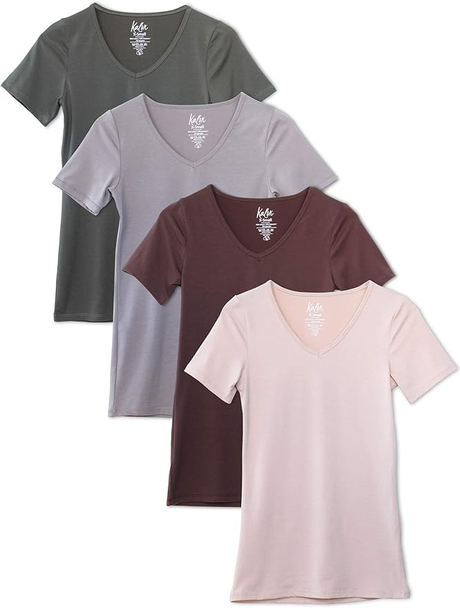 Kalon Women's 4-Pack V-Neck T-Shirt