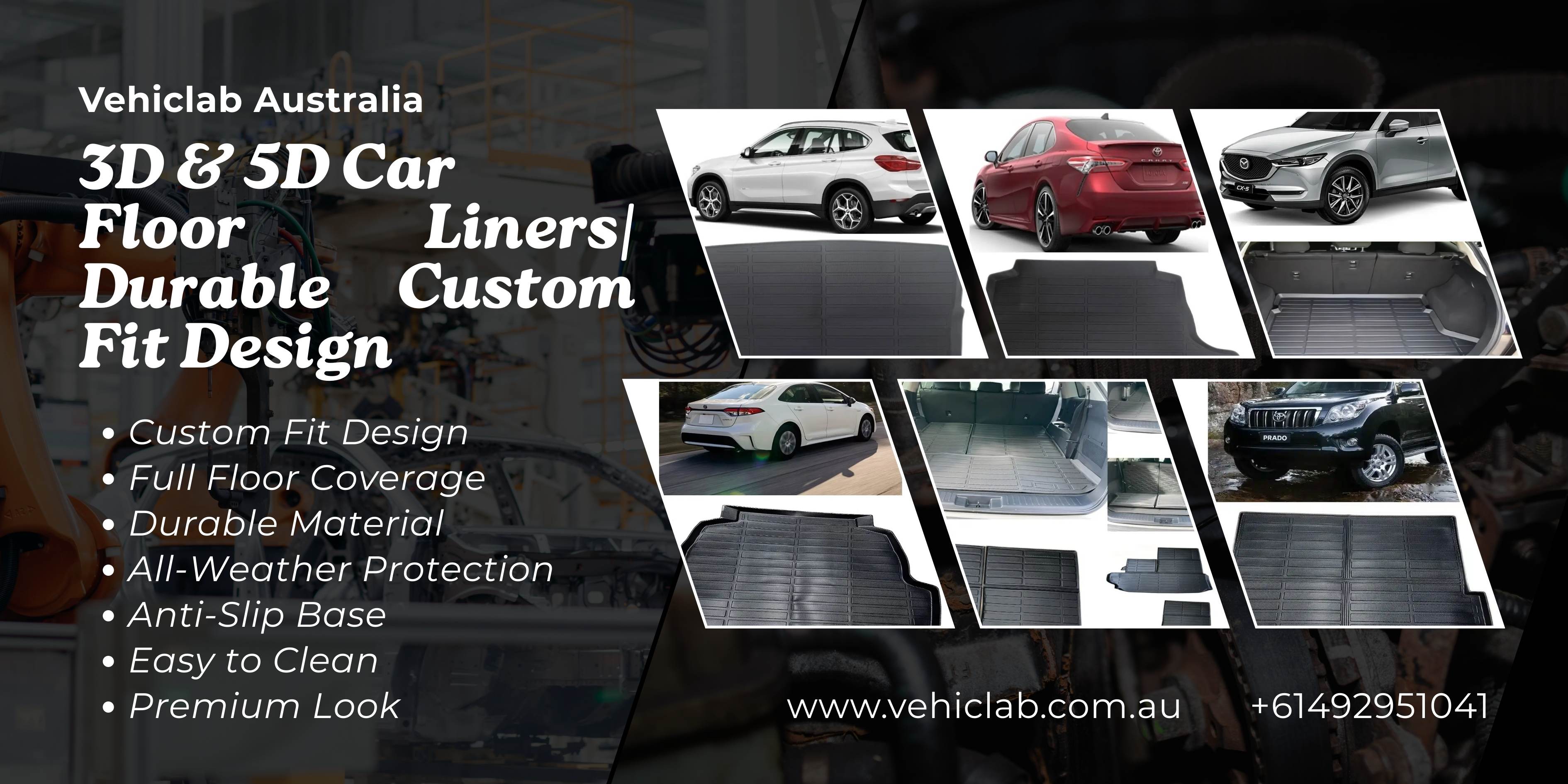 Premium 5D Car Floor Liners – Custom Fit, All-Weather Mats