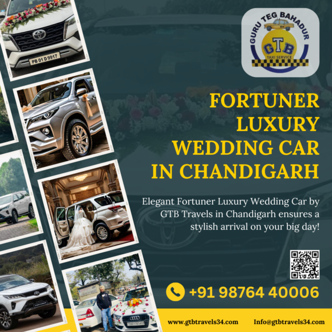 Make a Grand Entrance with Fortuner Wedding Cars in Chandigarh