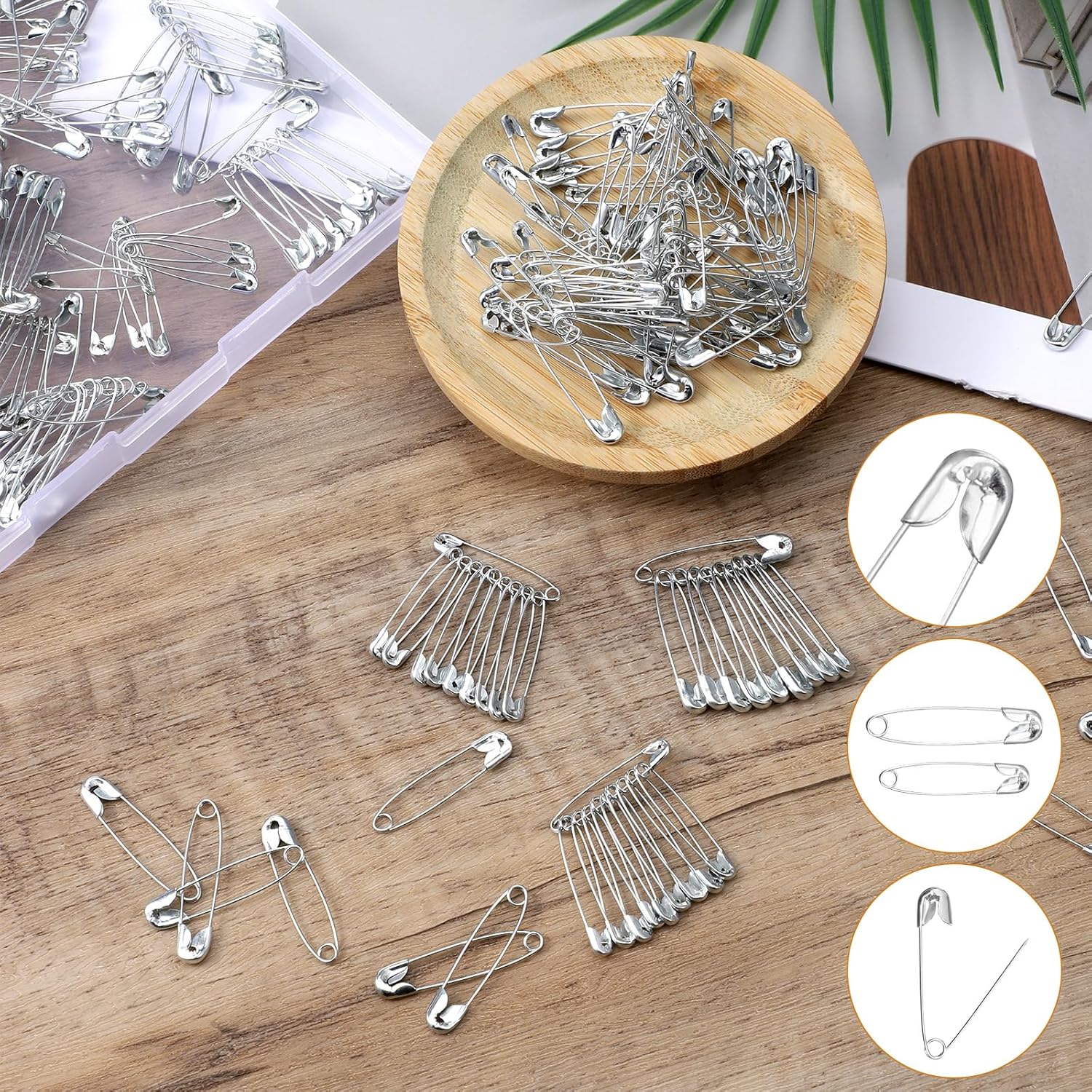 300 Pcs Small Safety Pins 2 Size Mini Safety Pins