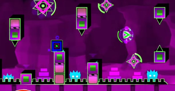Geometry Dash - the gameplay syncs with the music.