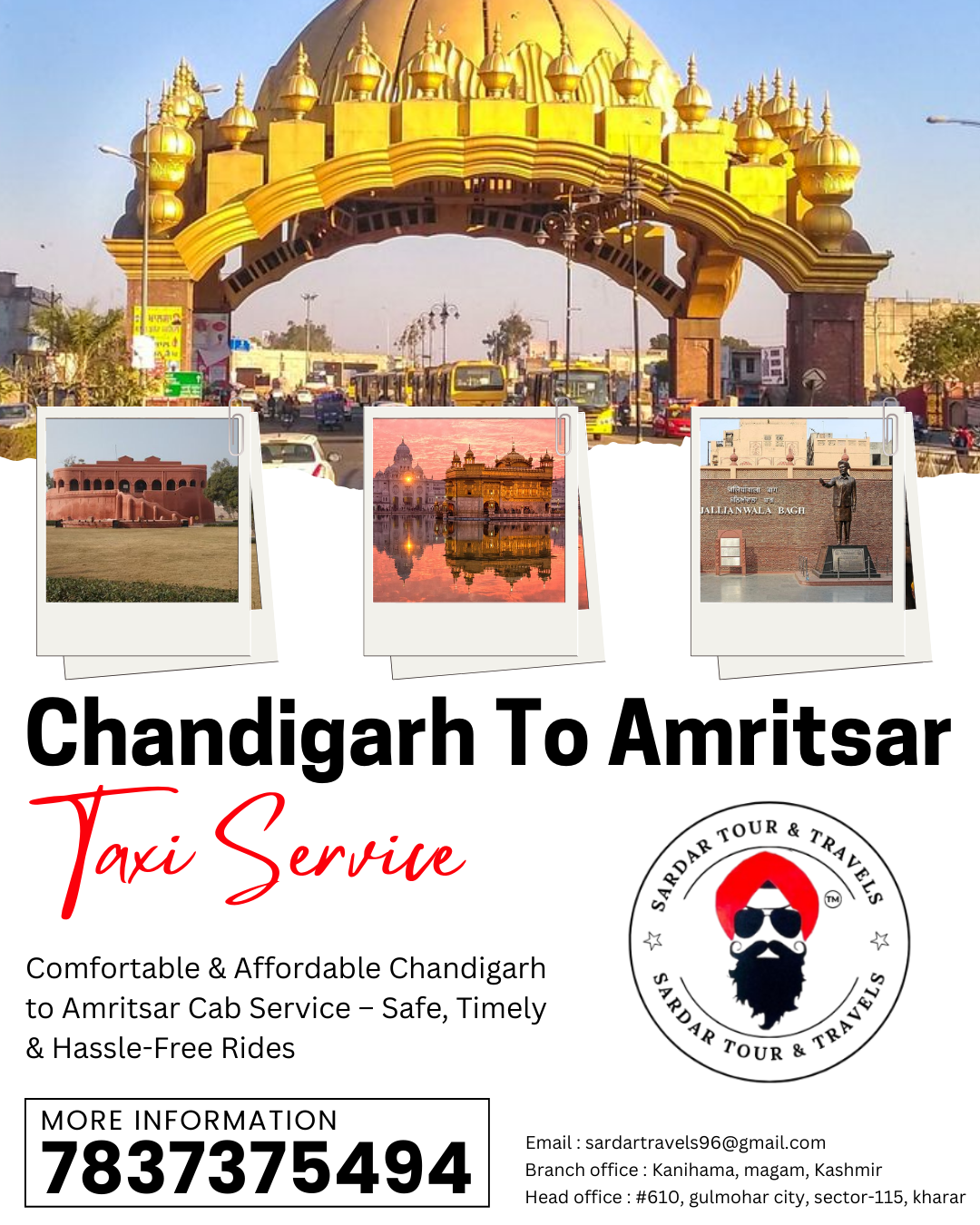 Chandigarh to Amritsar Taxi – Hassle-Free Travel Experience