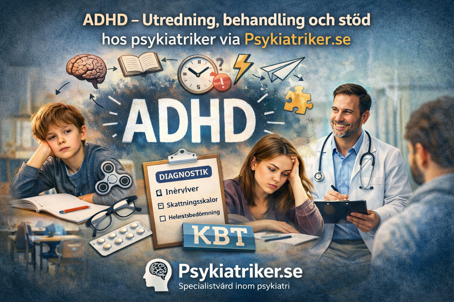 ADHD Utredning, behandling och stod hos psykiatriker 