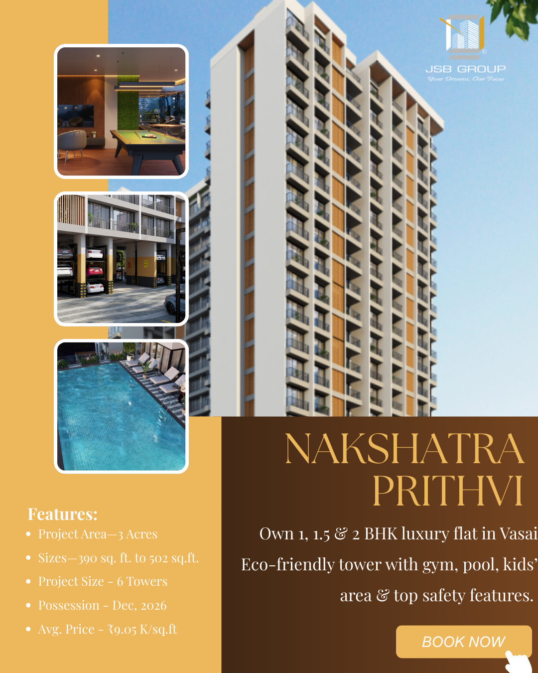 1 & 2 BHK Luxury Flats in Vasai JSB Nakshatra Prithvi