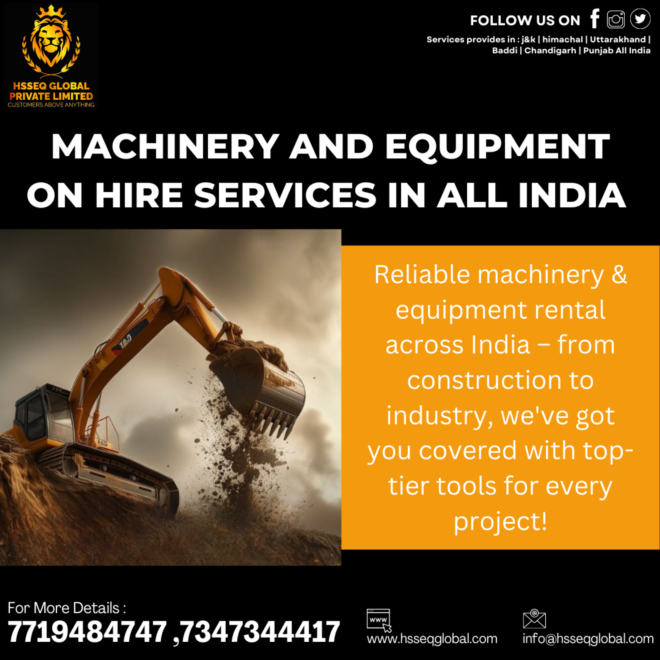 Machinery and equipment on hire services in all india