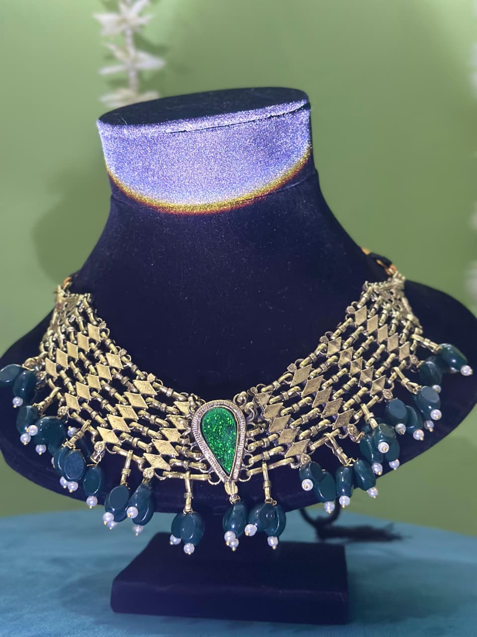 Handcrafted Antique Gold-Plated Choker Necklace