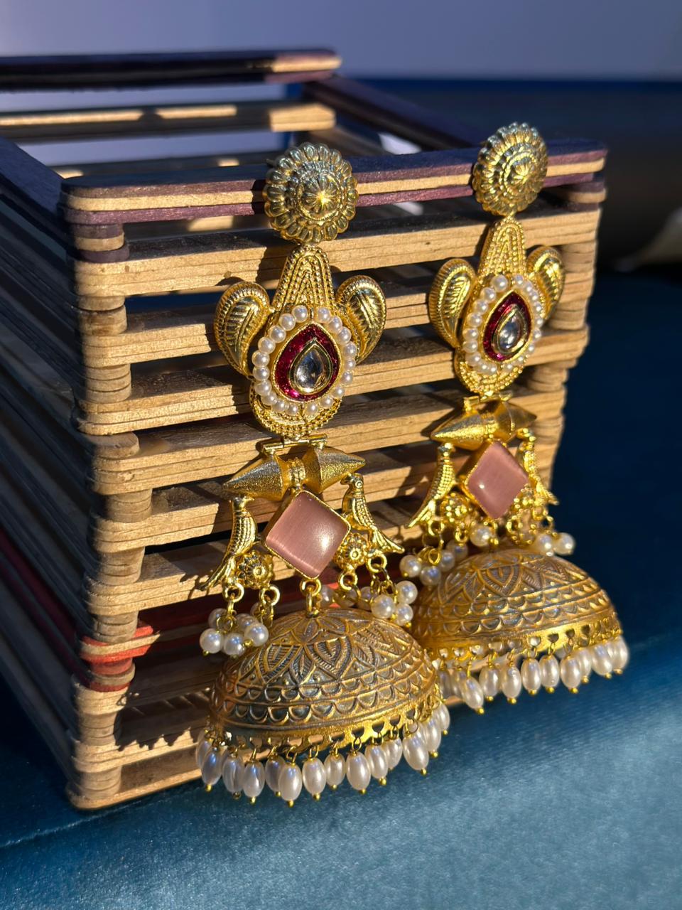 Naari Bhav Aaranya Fusion Golden Jhumkis