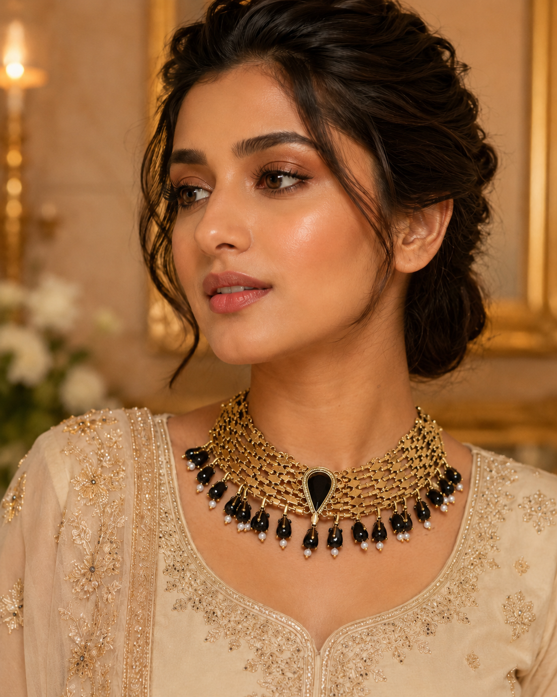 Handcrafted Antique Gold-Plated Choker Necklace