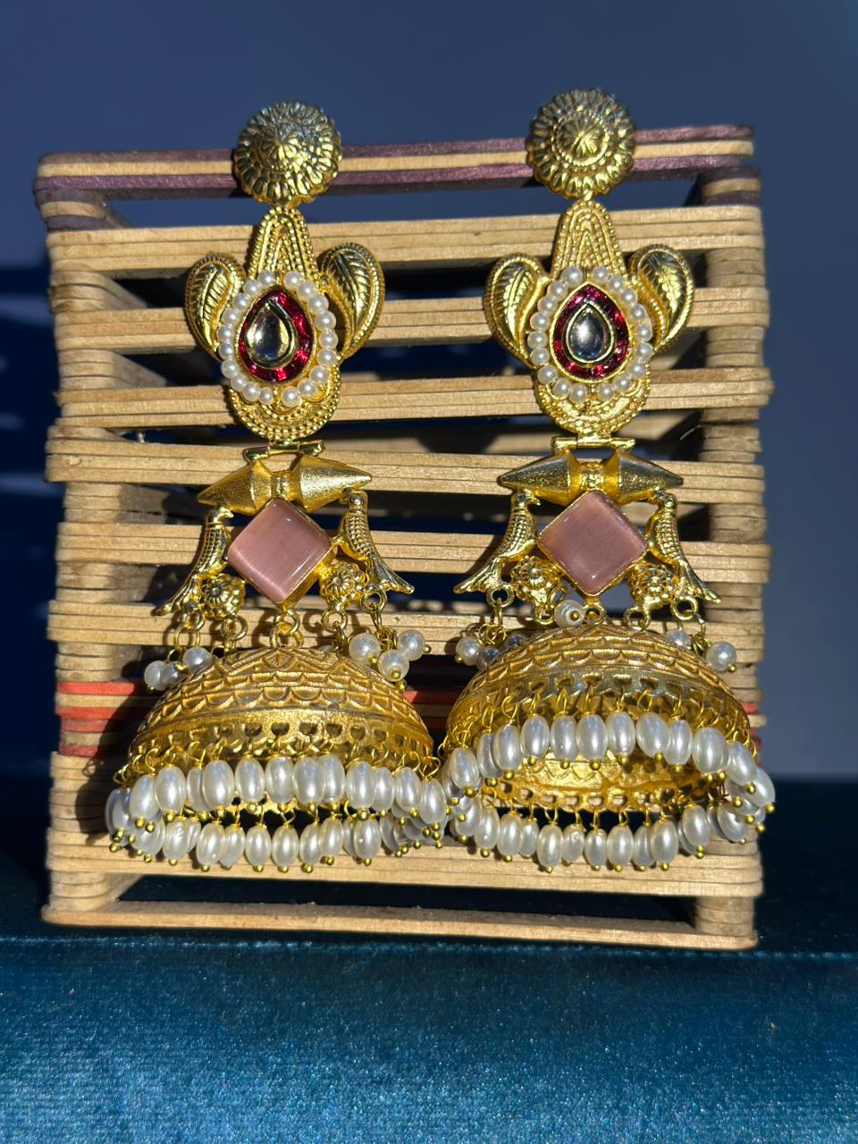Naari Bhav Aaranya Fusion Golden Jhumkis