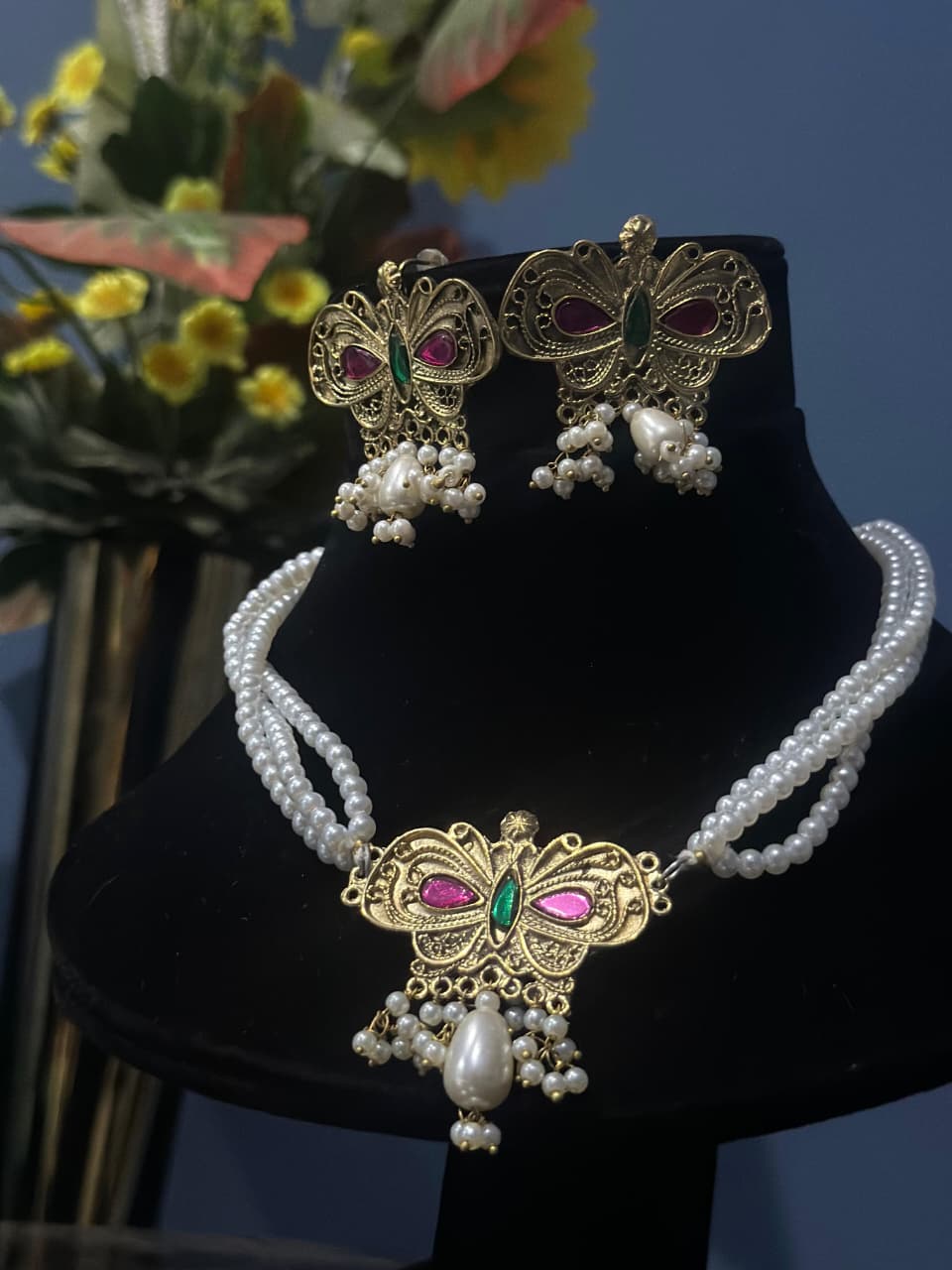 Antique Metal Butterfly choker set