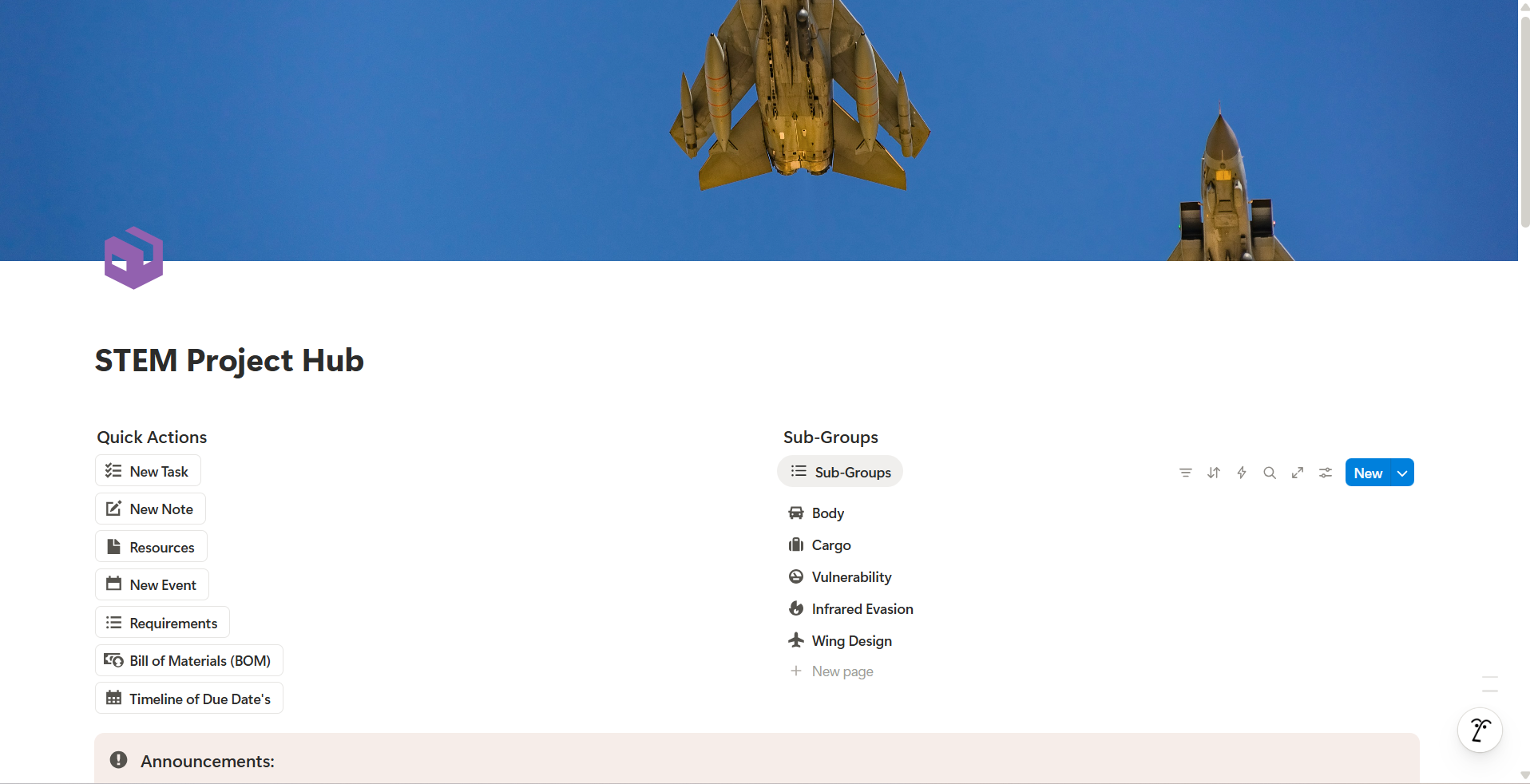 STEM Project Hub Notion Template