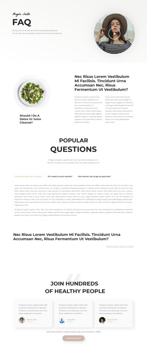 Nutritionist FAQ