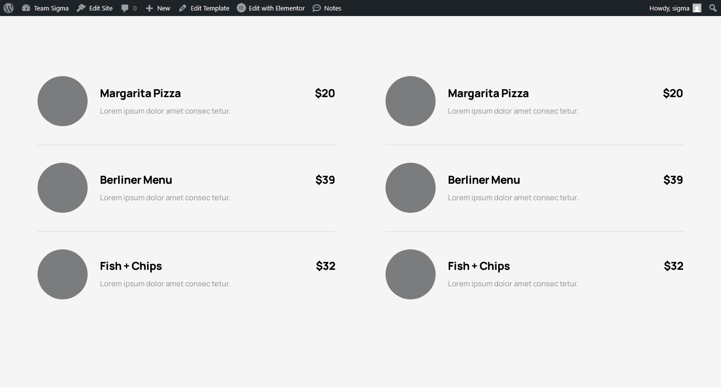 Price Menu c3090