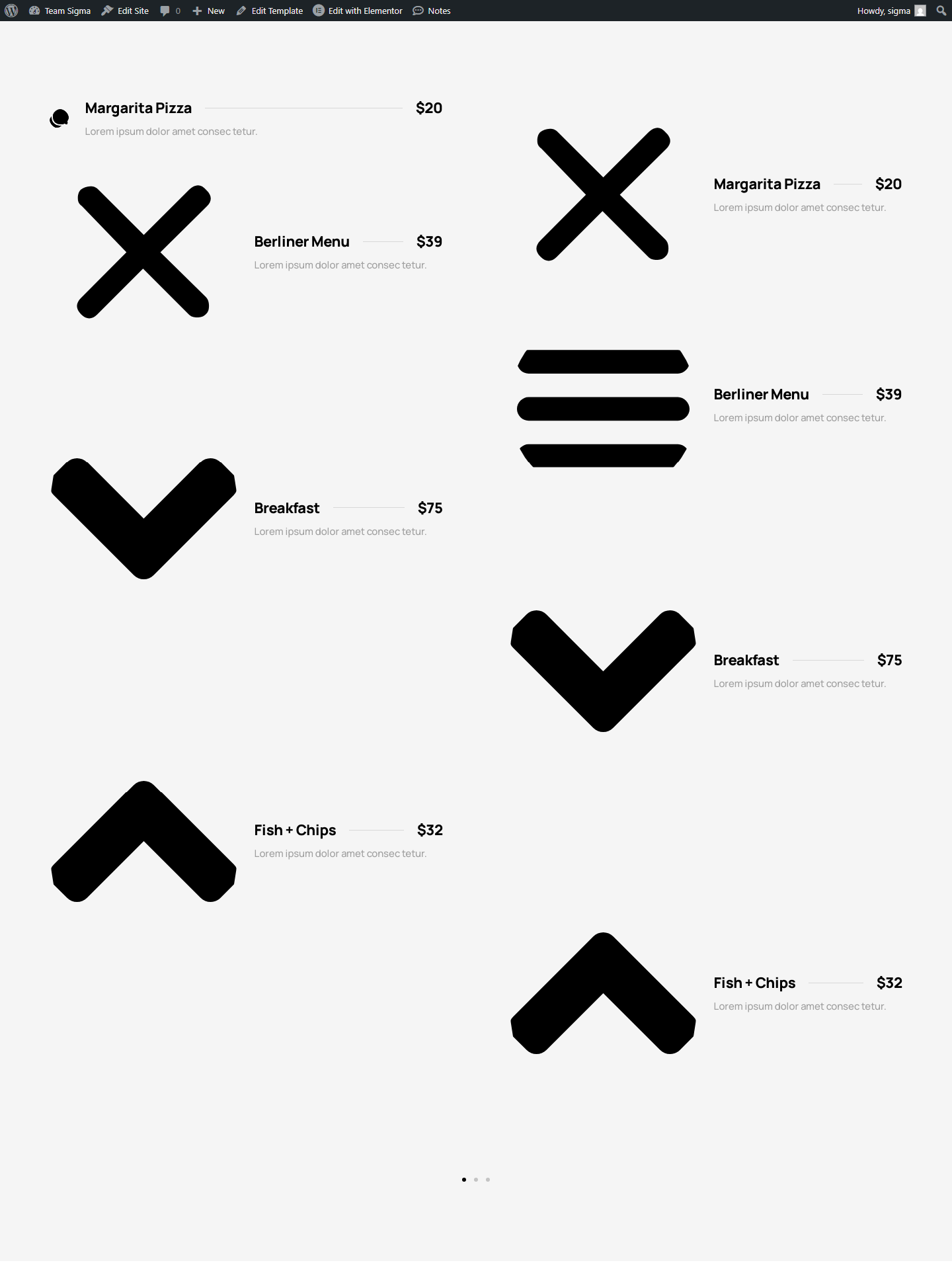 Price Menu c3084