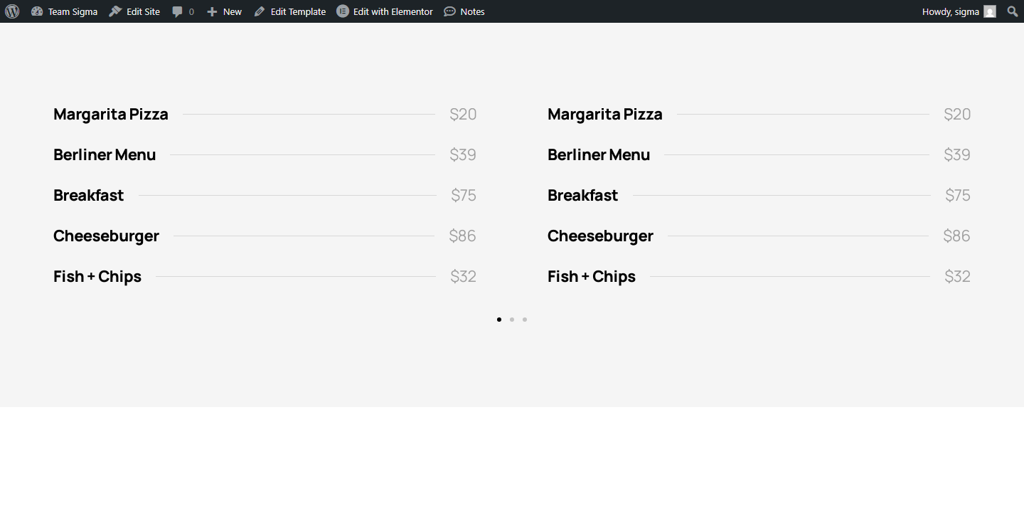 Price Menu c3086