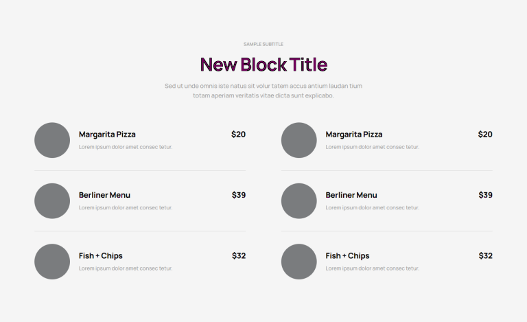 Pricing Menu c802
