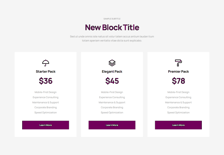 Pricing Table - c767