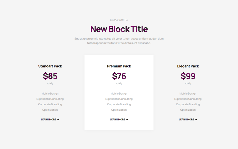 Pricing Table - c784