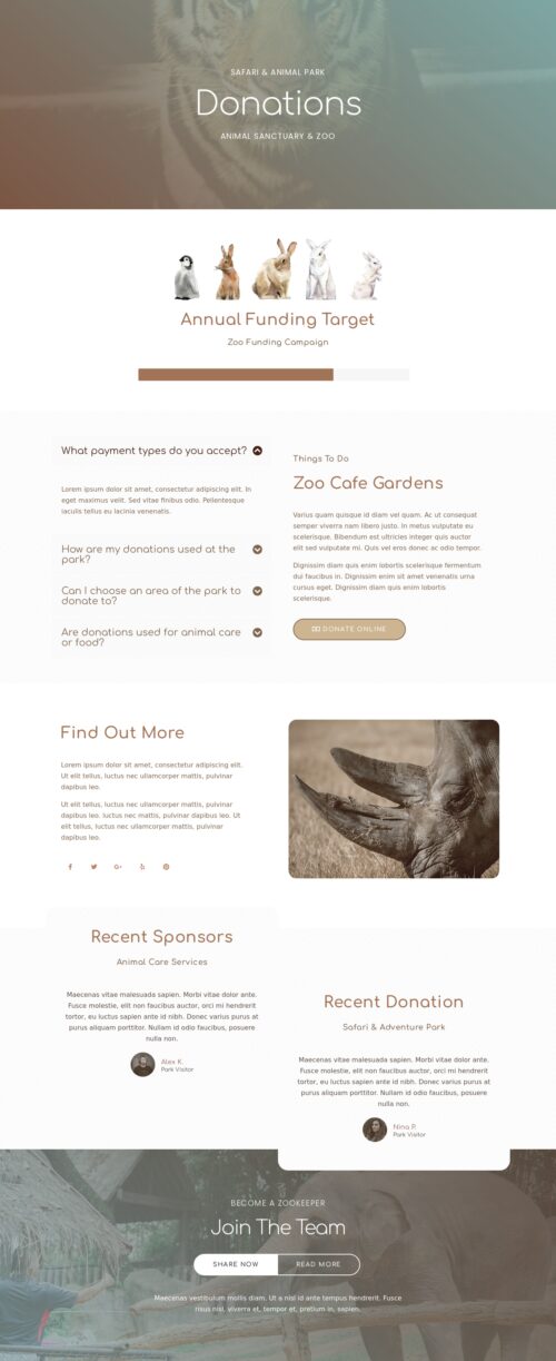 Elementor kit - Zoo - Donate