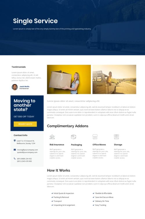 Moving Company - Single Service