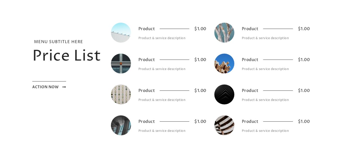 Pricing Menu 9