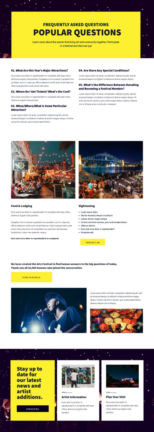 Arts Festival - FAQ