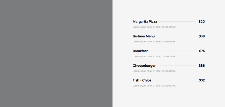Pricing Menu c770