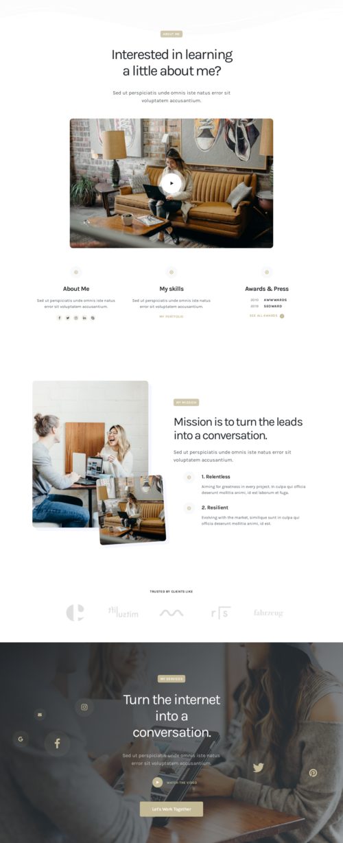 Elementor kit - Social Media Consultant- About Me