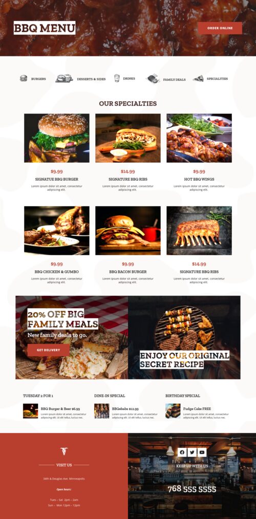 BBQ Restaurant - Menu