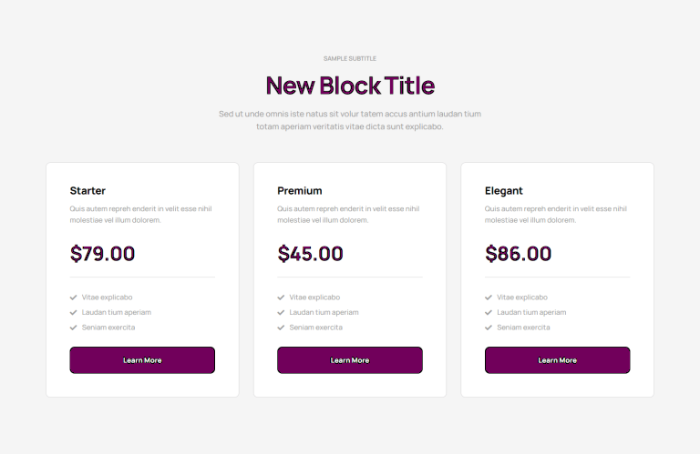 Pricing Table - c791