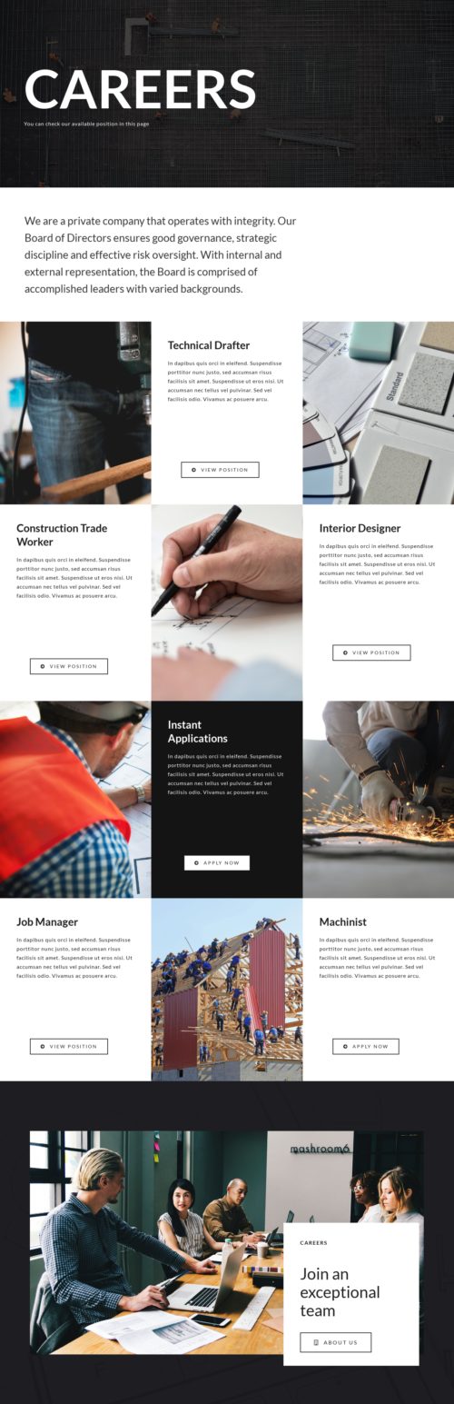 Home Construction - Careers