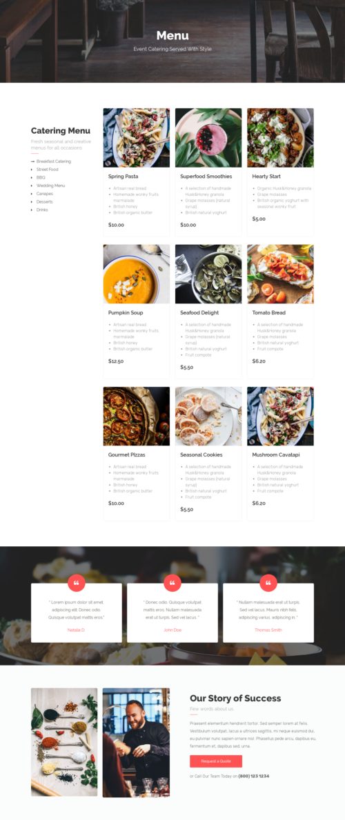 Catering Business - Menu 2