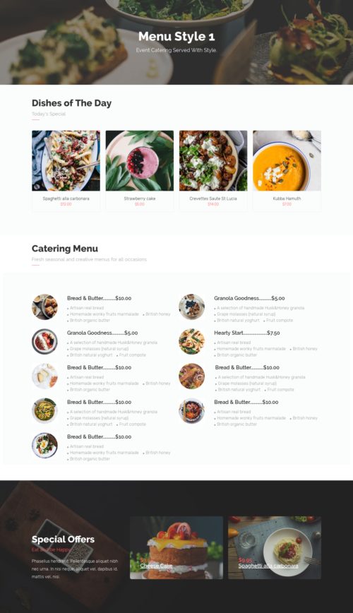 Catering Business - Menu 1