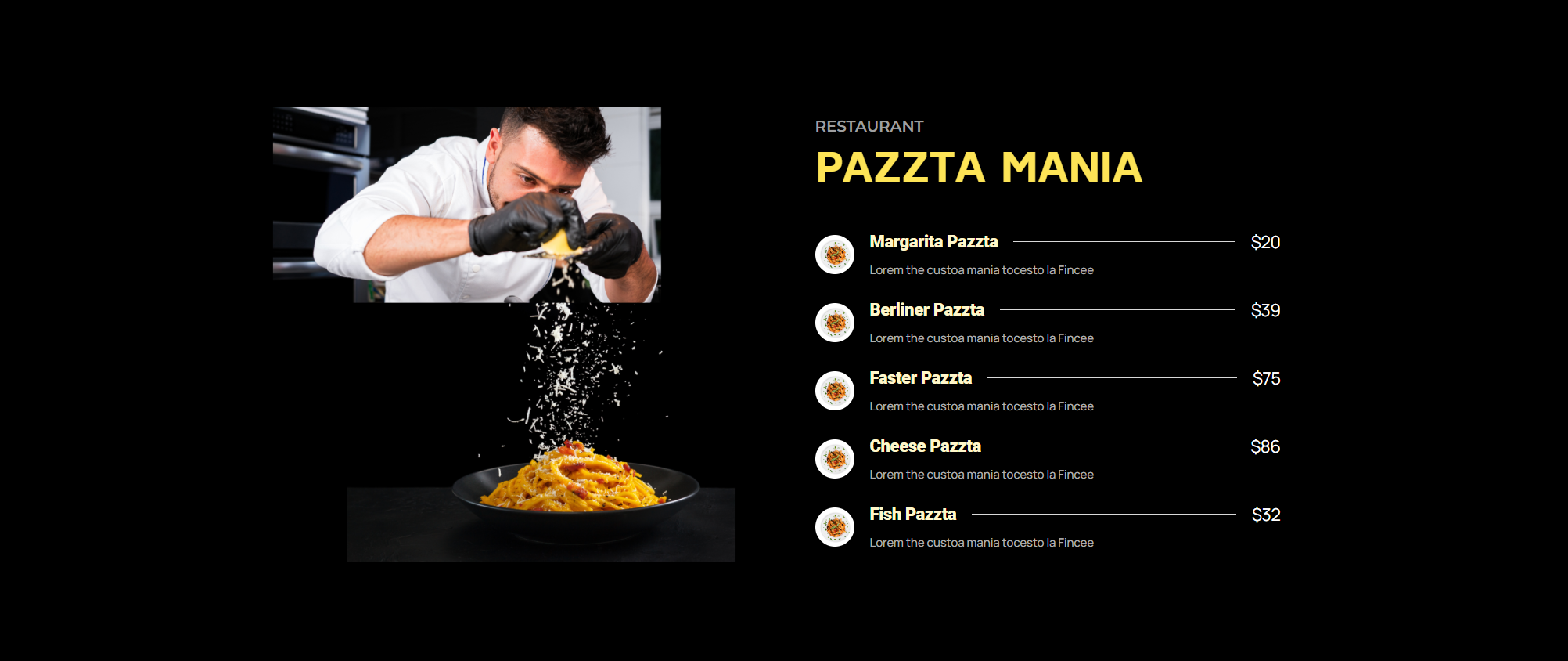 Pricing Menu 780