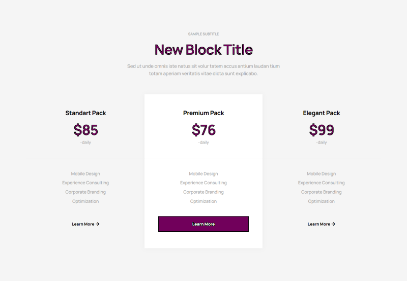 Pricing Table - c785