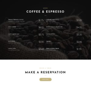 Coffee Shop - Menu
