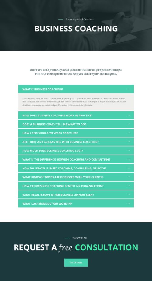 Business Coach - FAQ 1