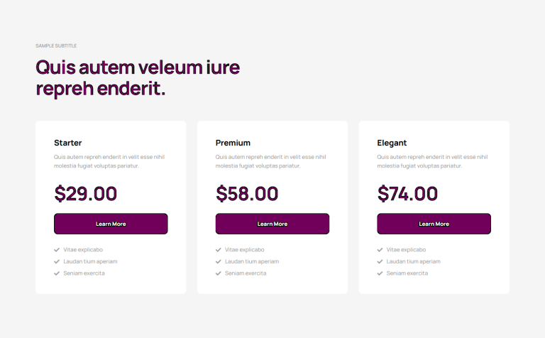 Pricing Table - c795