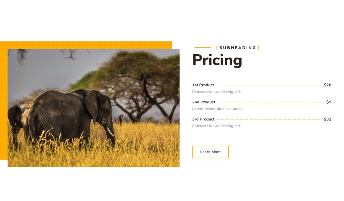 Pricing Menu 3