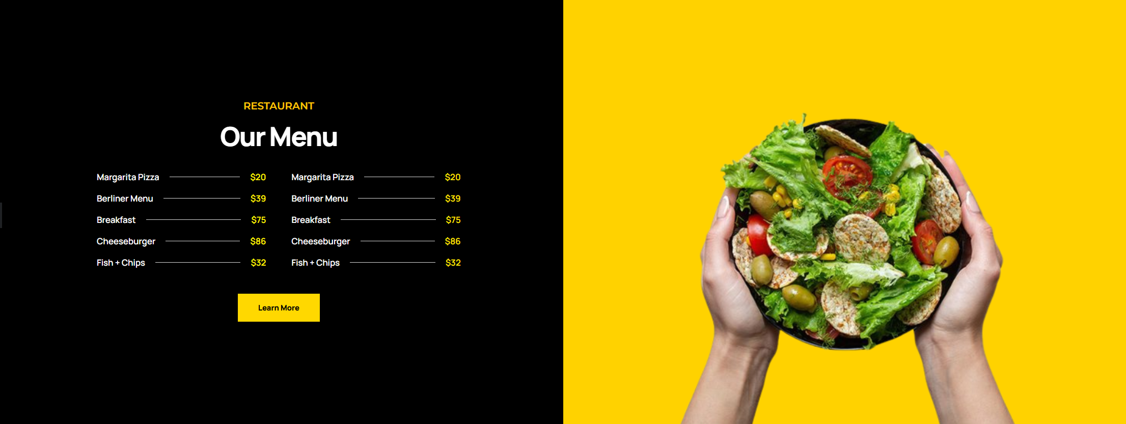 Pricing Menu 805