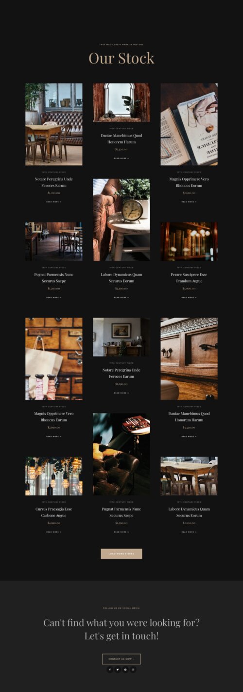 Elementor kit -Antique Furniture - Stock