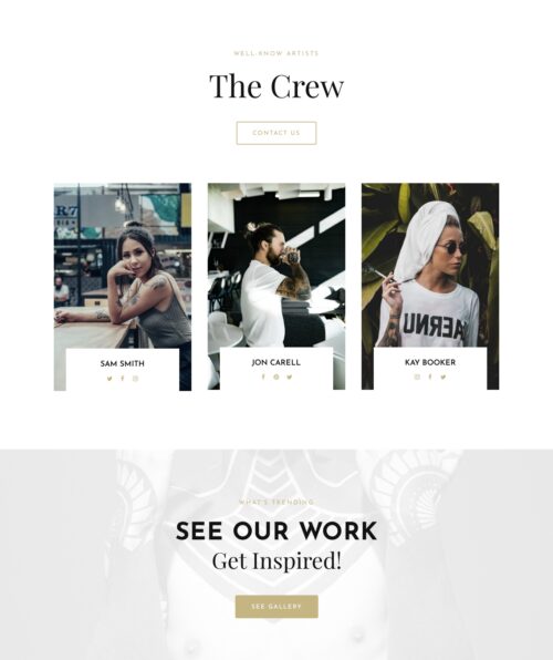 Elementor kit - Tattoo Studio - the crew