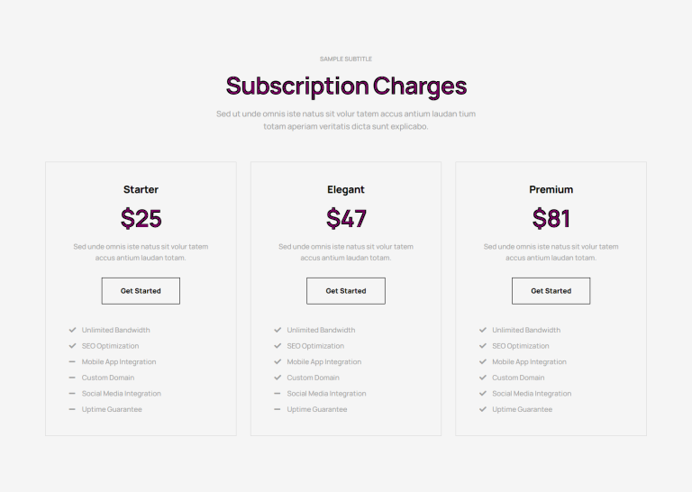 Pricing Table - c1899
