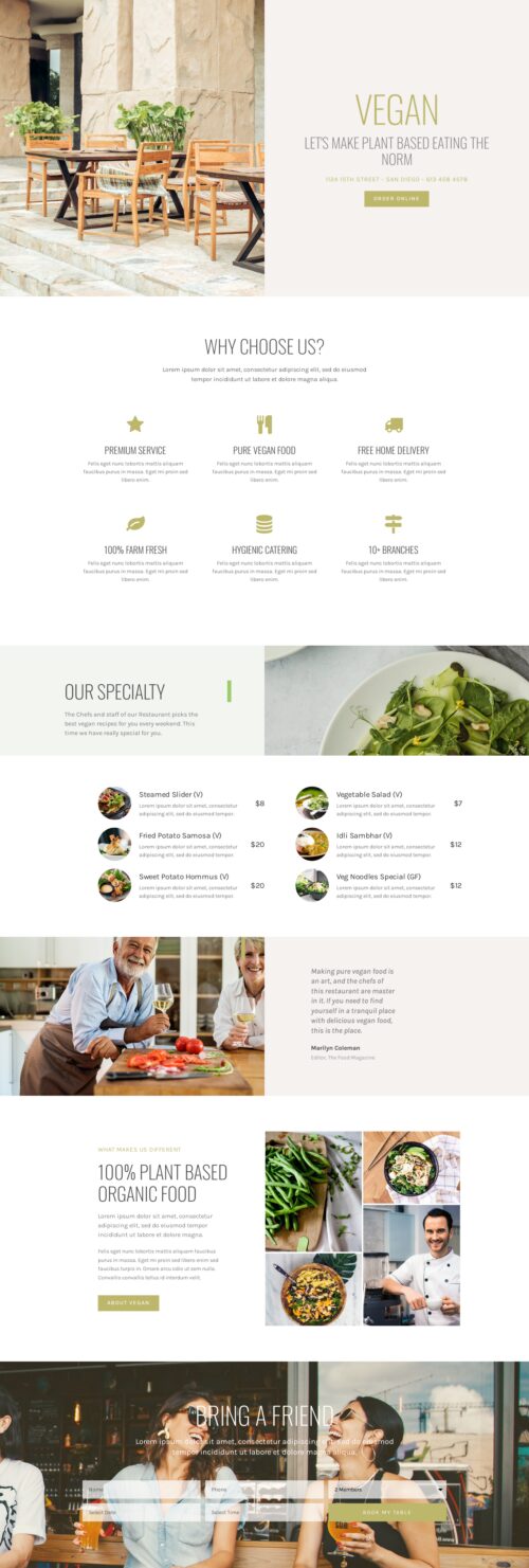 Vegan Restaurant - Home - One Page